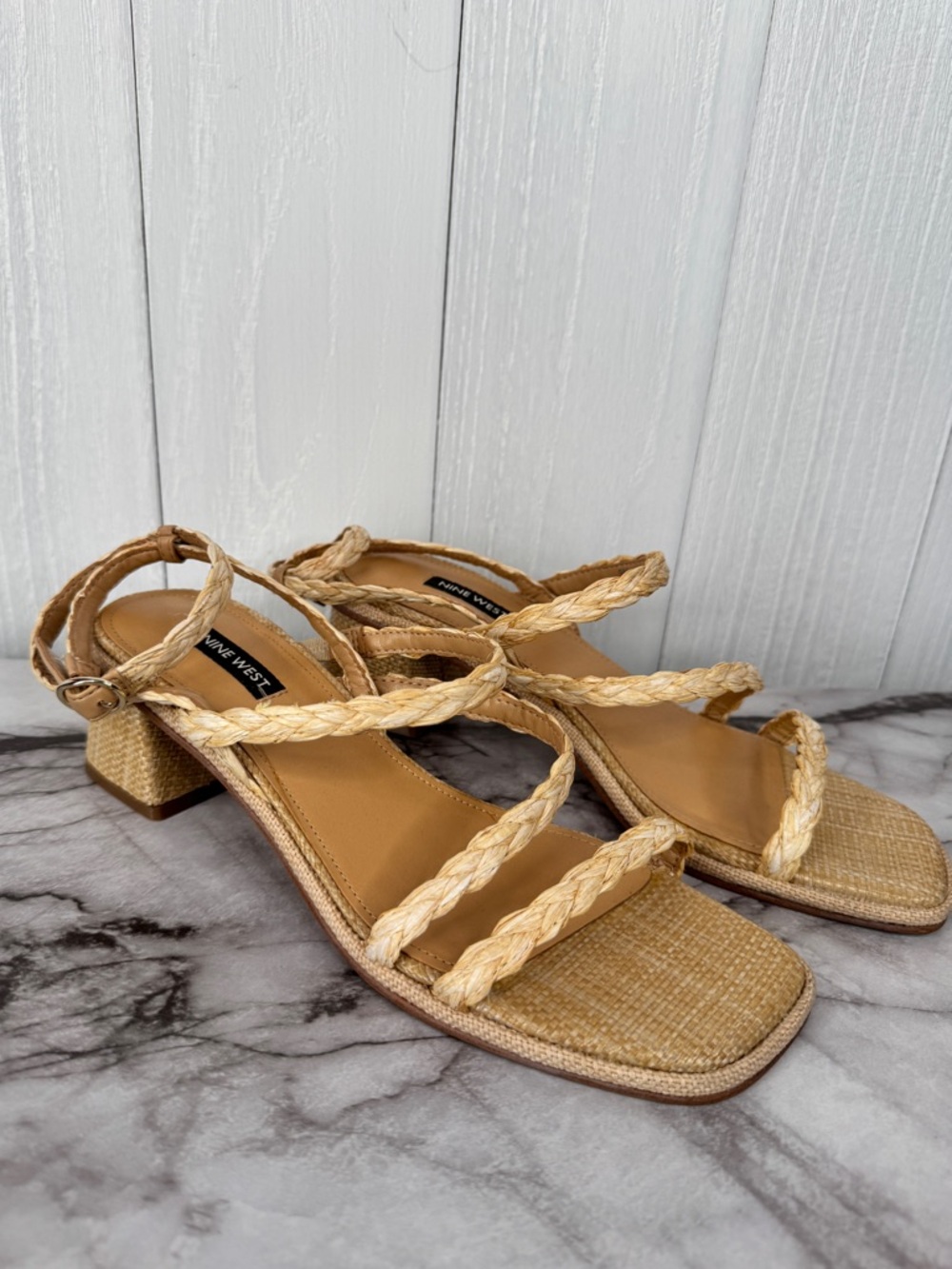Nine West Emolly Raffia Block Heel Sandals - Picture 3 of 12